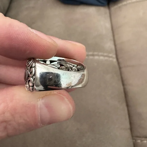 Effy Balissima BH 925 Sterling Silver 18K Gold Crackle-Look Pebble Dome Ring - Picture 11 of 14